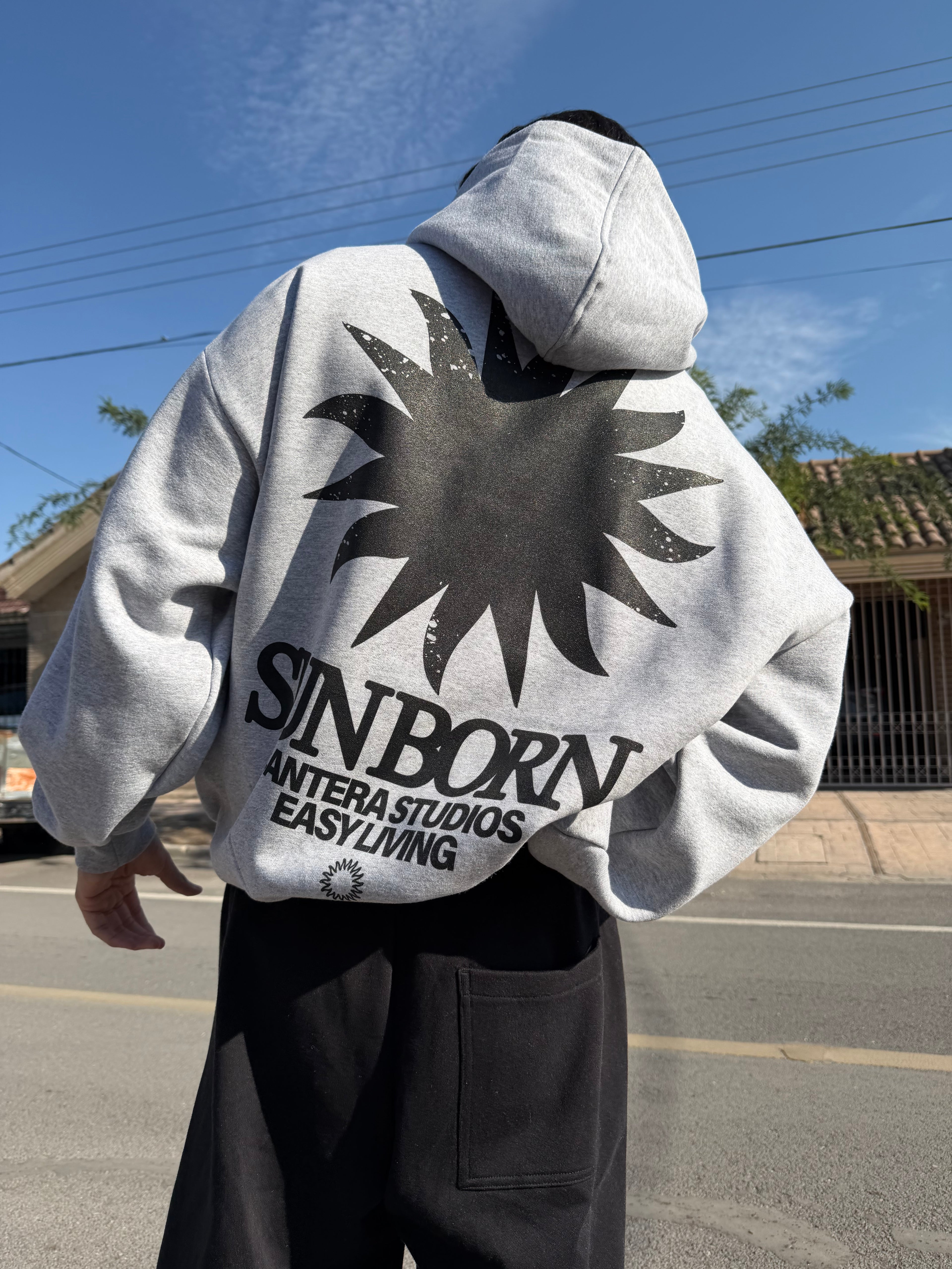 SUN-BORN ASH GREY HOODIE